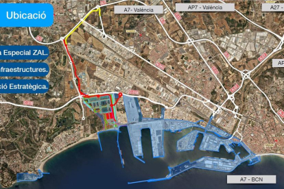 Imagen del plano del proyecto de la nueva ZAL en el litoral tarraconense.