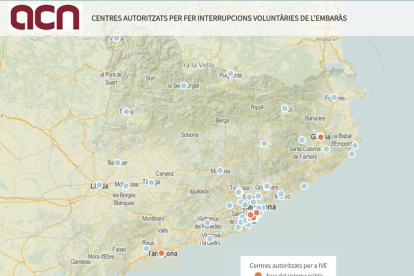 Centres sanitaris autoritzats per l'IVE a Catalunya segons el departament de Salut.