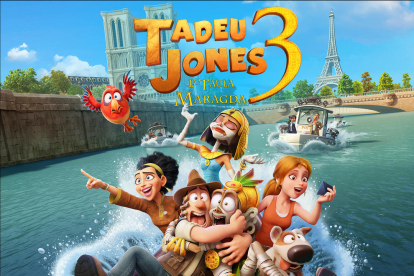 Pòster en català del film 'Tadeu Jones 3: La taula maragda'.