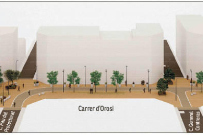 Dibuix de la part central del futur carrer d'Orosi.