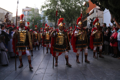 Los Armats de la Sang al inicio de la procesión del Sant Enterrament de Tarragona.