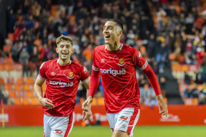 Pablo Fernández celebra el seu gol al Màlaga a la Copa del Rei.