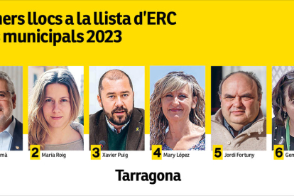 Imatge dels primers llocs a la llista d'ERC a les municipals 2023 a Tarragona.