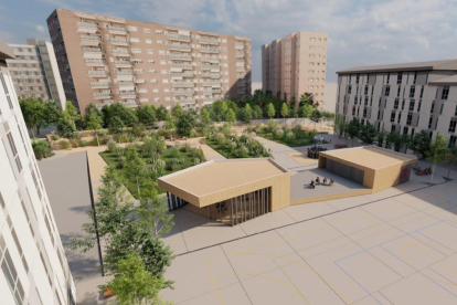 Render de com quedarà la plaça de la Concòrdia del Campus Catalunya de la URV quan s'acabin dues primeres fases del projecte.