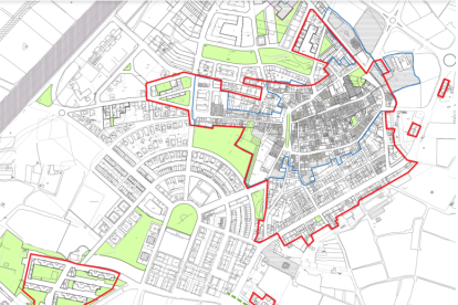 Se podrán beneficiar las edificaciones construidas antes de 1981 y que se encuentren dentro de alguna de las zonas rodeadas por la franja roja de este mapa.