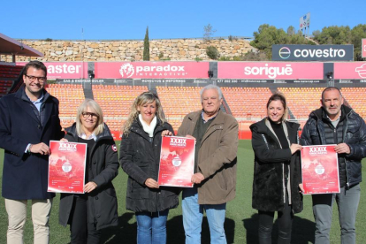Los diferentes representantes del Nàstic, Ayuntamiento de Tarragona y el Consejo Deportivo del Tarragonès.