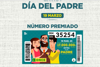 El 35254 ha estat el número premiat a l'EXTRA del dia del Pare de la ONCE.