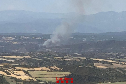 Vista panoràmica de l'incendi forestal de Sanaüja.