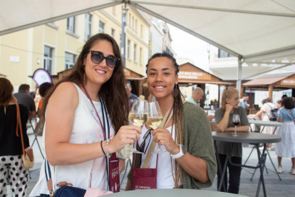 La gente pudo disfrutar de catas de vinos en la plaza Corsini.