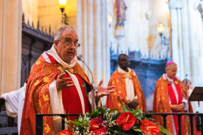 Mossèn Joan Antoni Cedó, durant els actes de l'última Festa Major de Sant Pere.