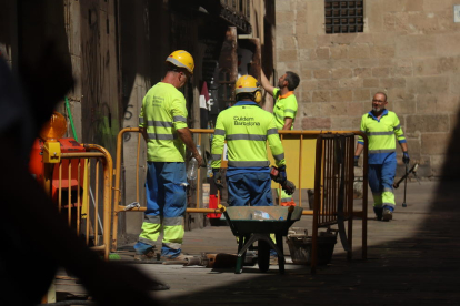 Un grup de treballadors del sector de la construcció