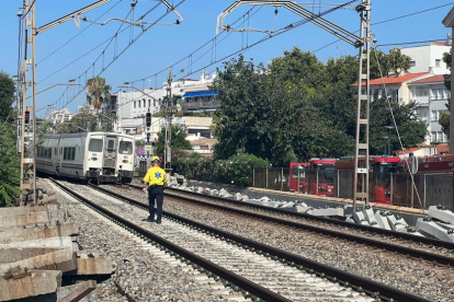 Imagen del Talgo que ha descarrilado en Sitges.