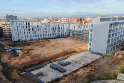 Vista de la zona d'obres del campus Catalunya de la URV.