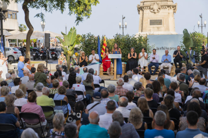 El cap de llista de JuntsxCat per Tarragona, Josep Maria Cruset, ahir a l'acte final de campanya.