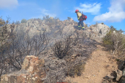 Imatge de l'incendi a Vilanova d'Escornalbou.