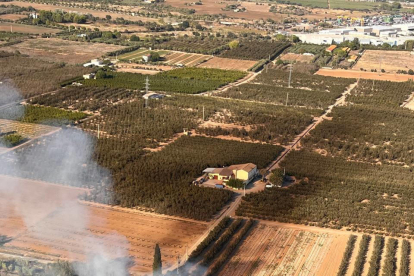 Imatge de l'incendi de vegetació a Reus.