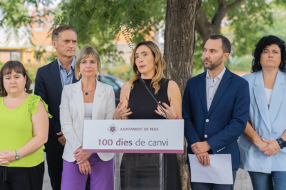 Imatge de l'acte de balanç dels primers cent dies de govern a l'Ajuntament de Reus al parc de Mas Iglesias.