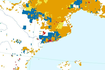 Ampliació a Catalunya del mapa d'Europa amb l'estat de la sequera per nivells, segons l'Observatori Europeu de la Sequera en l'actualització de l'11 d'octubre al 20 d'octubre del 2023.