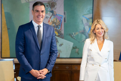 Pedro Sánchez y Yolanda Díaz, este miércoles en el Congreso de los Diputados.