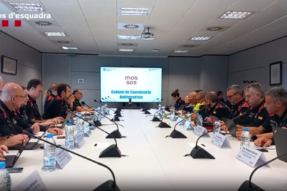 Imagen de la reunión del gabinete antiterrorista de los Mossos d'Esquadra el pasado viernes.