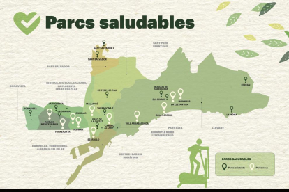 Mapa amb la distribució dels parcs saludables a Tarragona.