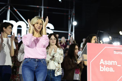 Yolanda Díaz a l'assamblea fundacional de Sumar, celebrada aquest dissabte a la nit.