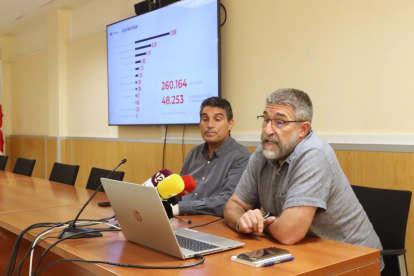 El coordinador provincial de Creu Roja Tarragona, Eduard Martín, en primer terme; acompanyat del president provincial Ramon Grau.