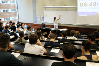 Aula de la Pompeu Fabra el primer dia de les PAU.