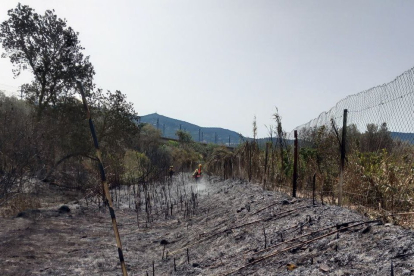 Imatge del flanc esquerre de l'incendi de Montblanc.