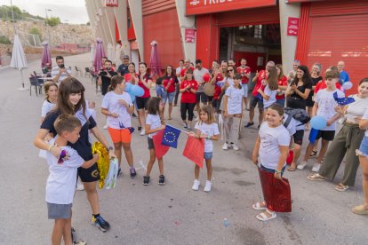 Imatge de l'acte de rebuda a la tricampiona Carla Plana.