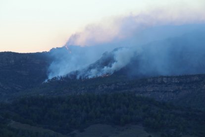 Imatge de l'incendi de Cabacés, des de Gratallops.