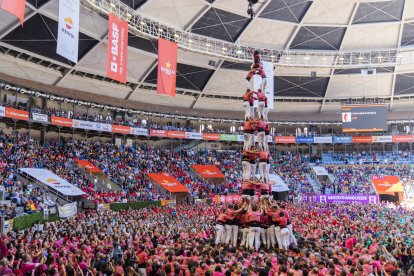 Imatge d'un 4de9f de la Colla Vella de Valls en lúltima edició del Concurs de Castells.