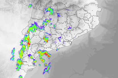 Imatge del radar meteorològic del Meteocat.