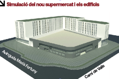 Simulació del nou supermercat i els edificis