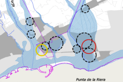 Imatge de les zones amb alt risc d'inundació a Cambrils.