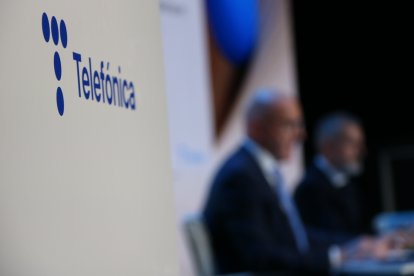 Roda de premsa de presentació dels resultats de Telefónica que ha tingut lloc aquest dijous a Madrid amb el president de la firma, Marc Murtra