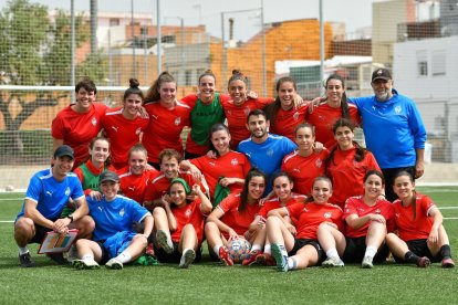 El planter del primer equip del Reus Femení després de l’entrenament d’ahir.