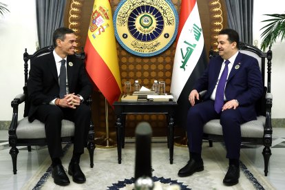 El president del govern espanyol, Pedro Sánchez, i el primer ministre de l'iraq, Mohammed Shia Al Sudani