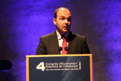 El conseller de la Presidència, Albert Dalmau, durant la seva intervenció al 4t Congrés d'Economia i Empresa