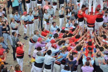 Els castellers de Madrid, en una actuació.