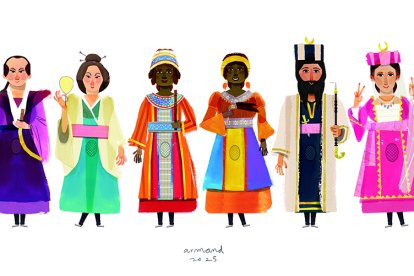 Les cinc parelles de gegants que apareixen al llibre, impreses en una làmina que també es pot comprar.