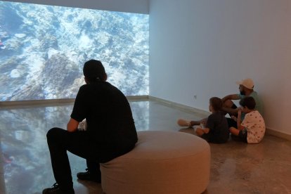 Espectadors mirant l'obra guanyadora de la BADt 2025 al MAMT