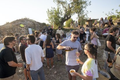 Actuación entre viñas dentro del festival Cantaperdius.