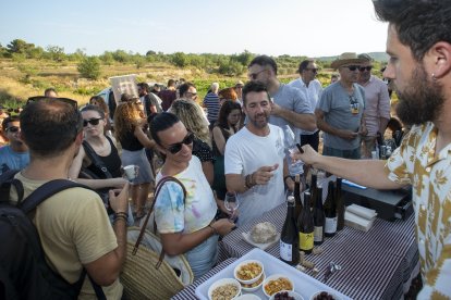 Actuación entre viñas dentro del festival Cantaperdius.