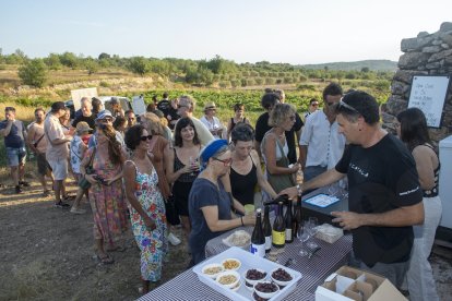 Actuación entre viñas dentro del festival Cantaperdius.