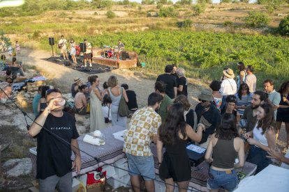 Actuación entre viñas dentro del festival Cantaperdius.