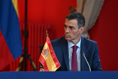 Imatge d'arxiu del president del govern espanyol, Pedro Sánchez, durant la cimera d'alt nivell Democràcia Sempre