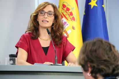 La ministra de Sanitat, Mónica García, aquest dimarts en roda de premsa