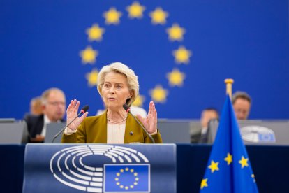 La presidenta de la Comissió Europea, Ursula von der Leyen, durant el discurs sobre l'estat de la Unió Europea