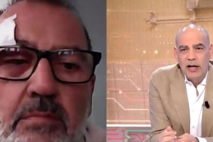 Un instant de Juan explicant l'agressió al presentador del programa 'En boca de todos', Nacho Abad.
